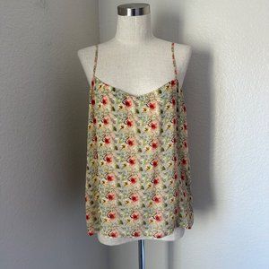 Diane Von Furstenberg Pullover Blouse V Neck Multicolor Floral Print Sz M